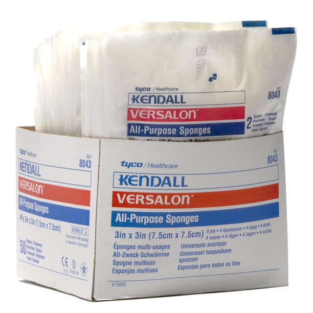 Versalon All Purpose Sponge, Peel Back Pkg, 3" x 3", Sterile 2s, 2/pk, 25pk/tray, 48 tray/cs (Continental US Only)