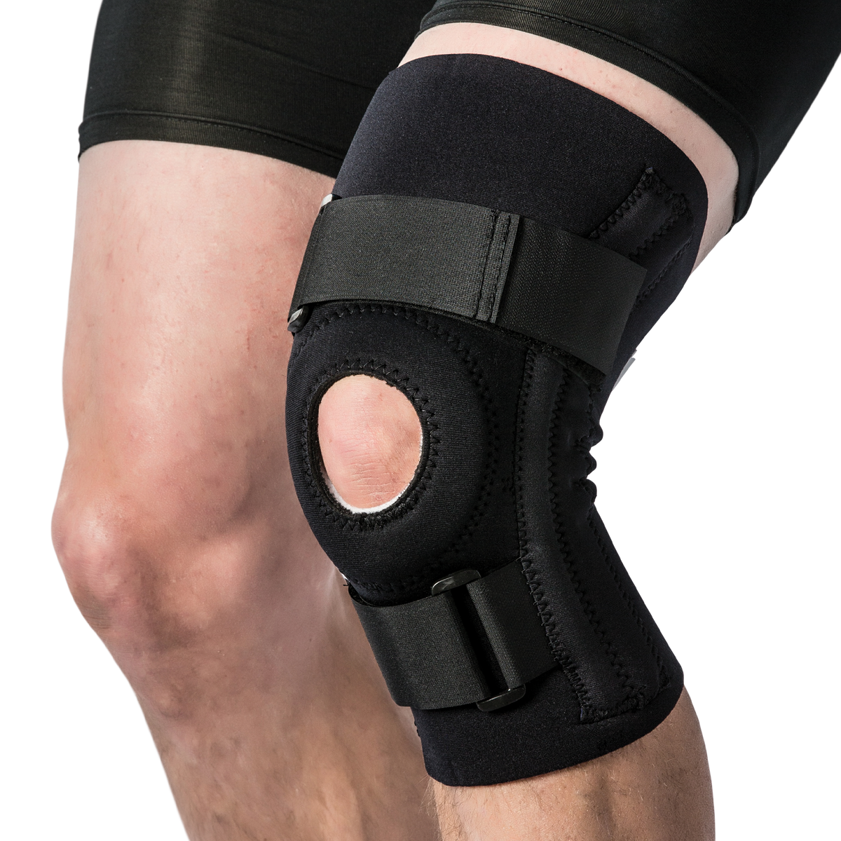 Knee Brace, Allows Full Range of Motion, Neoprene, Open Patella, Large, 12" - 13", Black