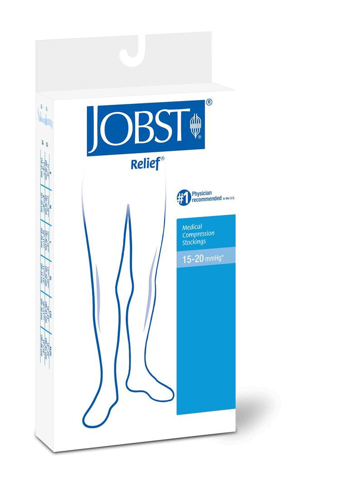 Compression Stocking, Thigh Relief, 15-20mmhg, Closed Toe, Silicone Band, Petite Medium, Black, 1/pr (Continental US Only)
