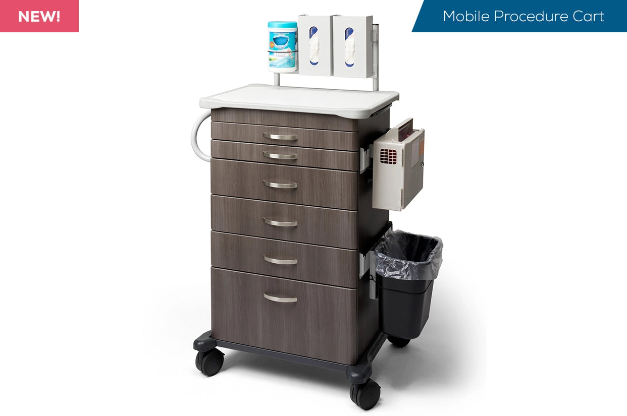 Procedure Cart: (2) 2 Drawers, (3) 4 Drawers, (1) 8 Drawer, 24" Wide, Pebble (S), Soft-Edge Contour Top (US Only) (DROP SHIP ONLY) (Delivery Info Sheet Required)