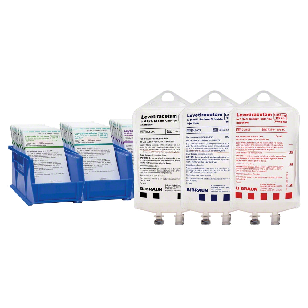 Levetiracetam in 0.54% Sodium Chloride Injection, 15 mg/mL, 100 mL Flexible Ready-to-Administer PAB IV Container, 24 ea/cs (Rx) (Item is Non-Returnable) (Continental US+HI Only, Excluding IN & ND)