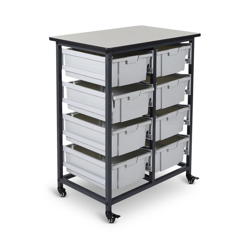 Storage Bin Unit, Mobile, Holds 8-Large Bins, 30.75"W x 20"D x 37.5"H, Steel Frame (DROP SHIP ONLY)