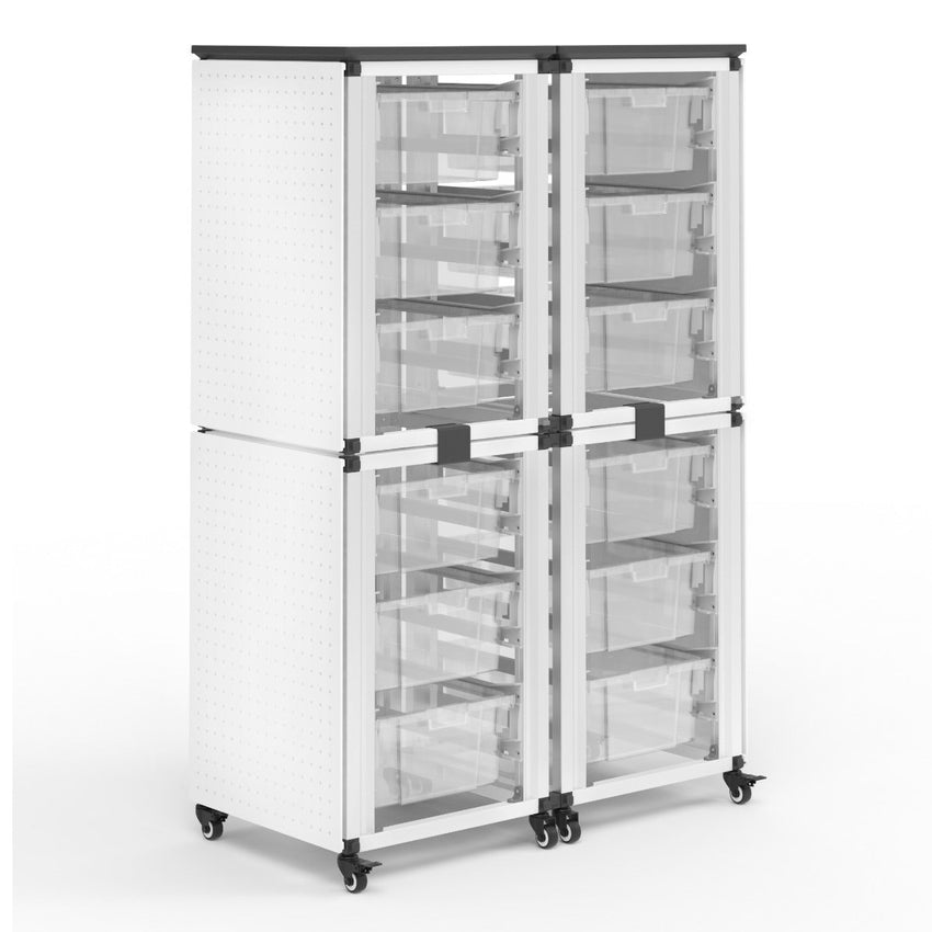 Storage Bin Cabinet, 4 Stacked Modules, Holds 12 large bins (3" or 6" Deep), Overall dimensions (single module): 53 x 20 x 7 (DROP SHIP ONLY)