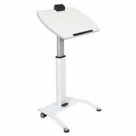 Pneumatic Adjustable-Height Lectern, Mobile Standing Desk,White, Overall: 25.5"W x 17"D x 28" to 42.5"H (DROP SHIP ONLY)