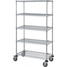 Cart, 24"W x 48"L x 80"H, 74"H Post, 5" Stem Caster Unit, Chrome (DROP SHIP ONLY)