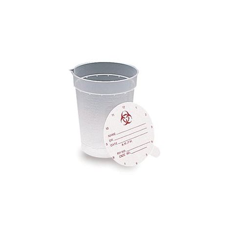 Specimen Container, 6_ oz, Pour Spout & Paper Lid, Polypropylene, Latex Free (LF), Disposable Single Patient Use, 25/bg, 20 bg/cs (40 cs/plt)