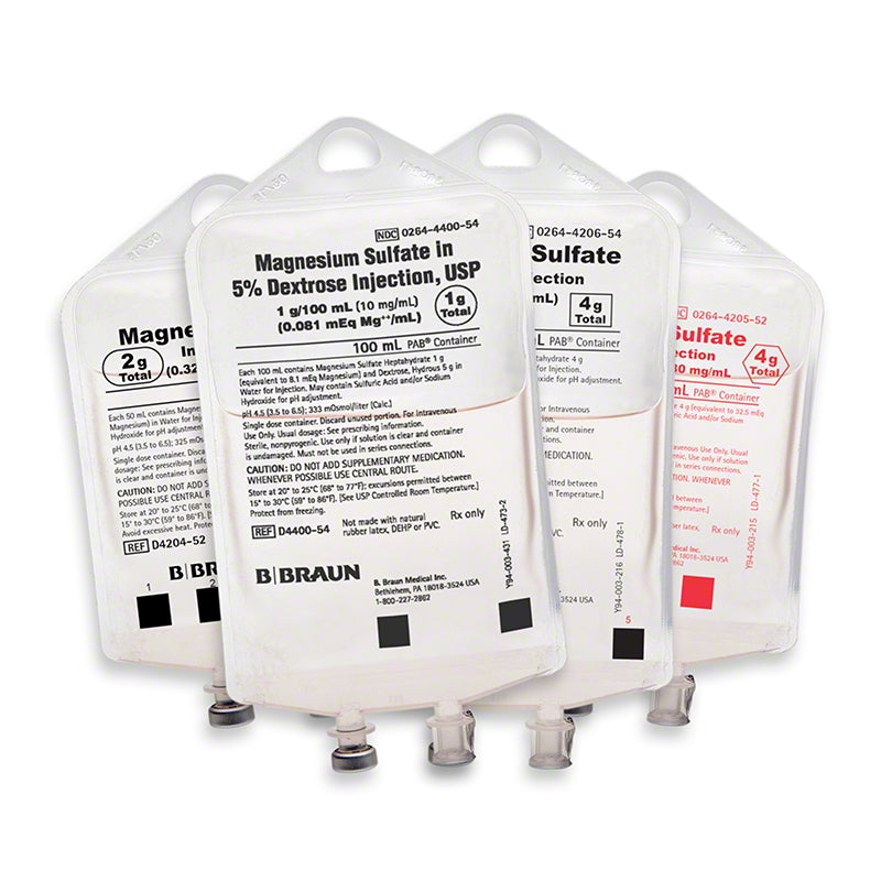 Magnesium Sulfant in Water for Injection, 2g/50ml, PAB Flexible Ready-to-Administer IV Container, Sterile, 24/cs (Rx) (Item is Non-Returnable) (Continental US+HI Only, Excluding IN and ND)