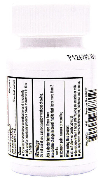 Bisacodyl, 5mg, Tablets, Enteric Coated, 1000s, Compare to Dulcolax, NDC# 00904-6748-80 (US Only)