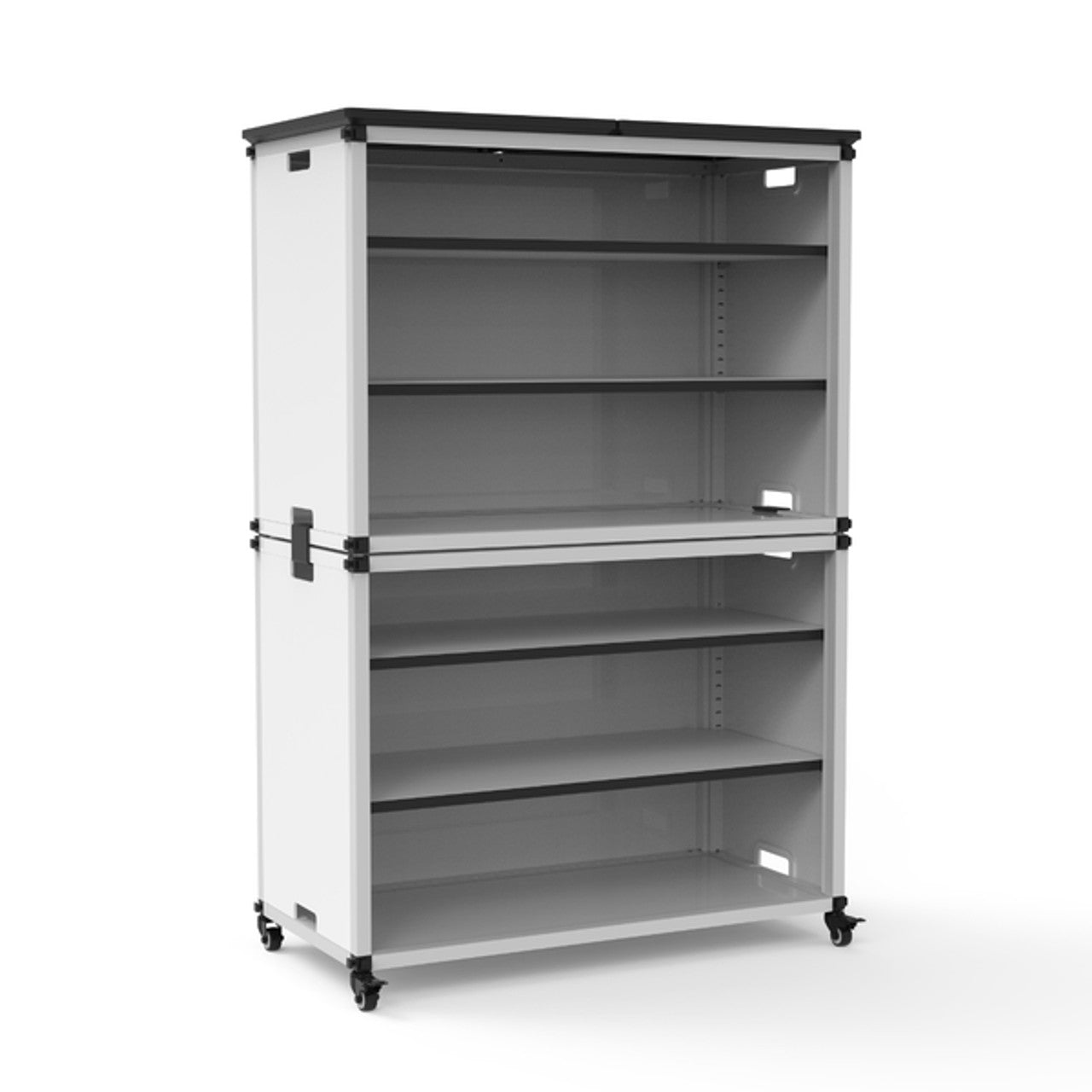 Cabinet, Modular Teacher Storage, Wide Stacked Module with Casters and Tabletop, 1.5 casters (two with locking brakes), Overall dimensions: 15 W x 27 D x 21 H (DROP SHIP ONLY)