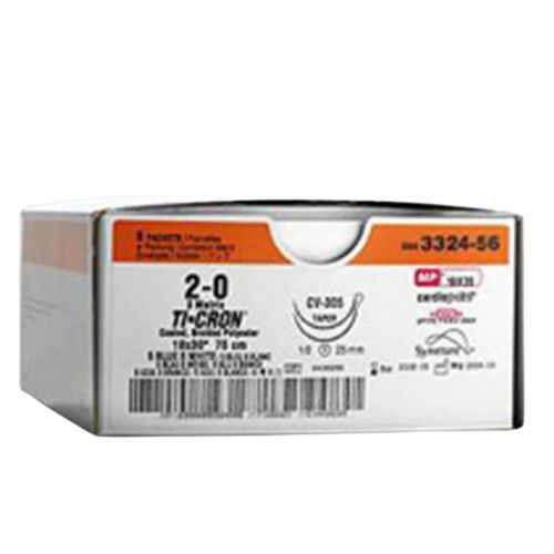 Suture, Taper Point, Size 2-0, White & Blue, 10x30", Needle CV-316, _ Circle, Firm PTFE Pledget 3mm x 3mm x 1.5mm, 6/bx (Continental US Only)