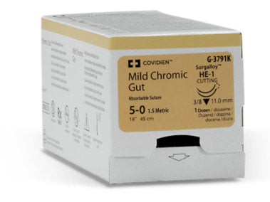 Suture, Reverse Cutting, Size 6-0, Mild Chromic Gut, 18", Needle C-1, 3/8 Circle, 1 dz/bx (Continental US Only)