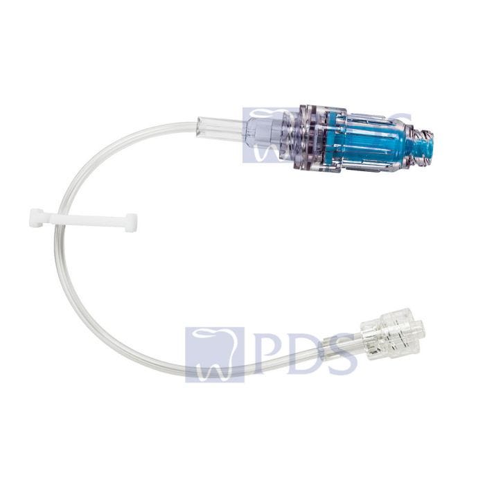 Extension Set, Pressure Rated, Minibore, Purple Striped, (1) MaxPlus Needle-Free Connector, Slide Clamp, Spin Male Luer Lock, Not Made with DEHP, 7" Length, 0.6ml PV, Sterile, 50/cs (Continental US Only) (Drop Ship Requires Pre-Approval)
