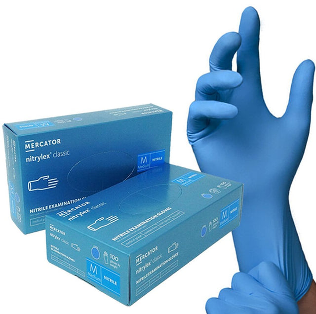 Nitrile Examination Gloves, Powder Free, Blue, M-size, Blue Box, 100/bx, 10bx/cs