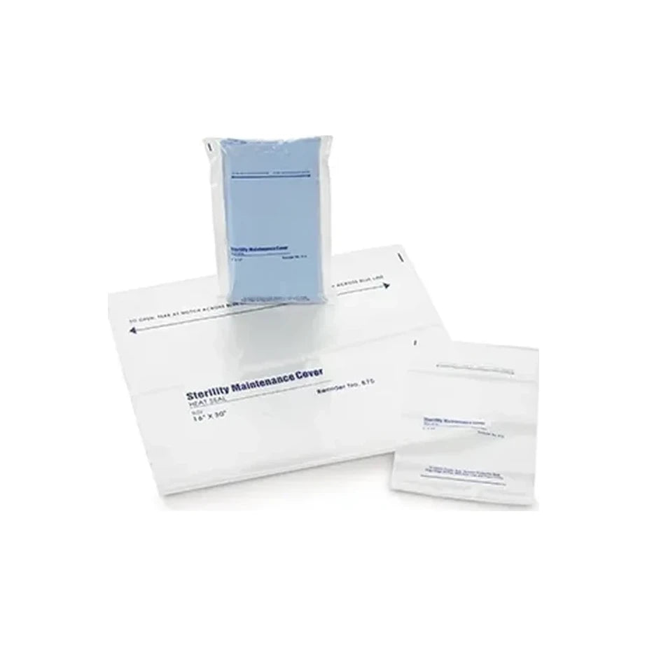 Cover, 10" x 15", Print/ Label Tear & Seal Instructions, 2.25 Mil, Clear/ Blue, LLDPE Film, Flat Pack, Heat-Seal Adhesive Strip, 250/bx, 4 bx/cs
