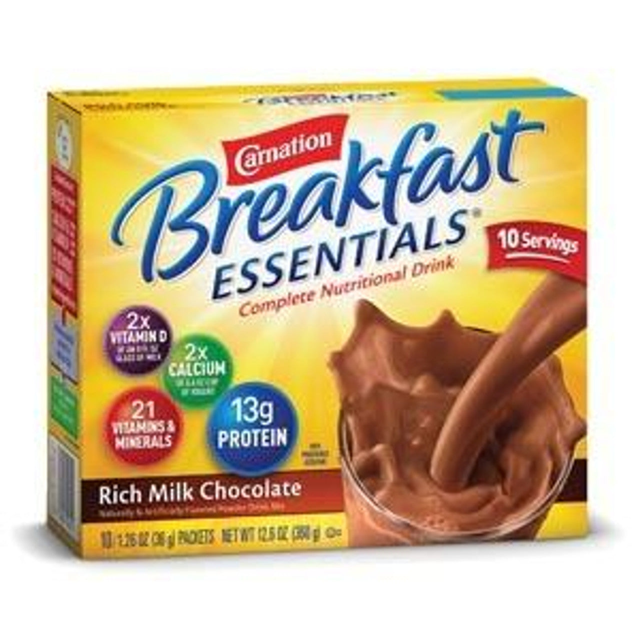 Carnation Breakfast Essential High Protein Powder, Chocolate, Clean, 1.31 oz, 10/pk, 6 pk/cs (Minimum Expiry Lead is 90 days; Non-Returnable) (Continental US Only) (Nestle products cannot be sold online without Nestle's prior written permission) (Products cannot be sold on Amazon.com or any other 3rd party site)