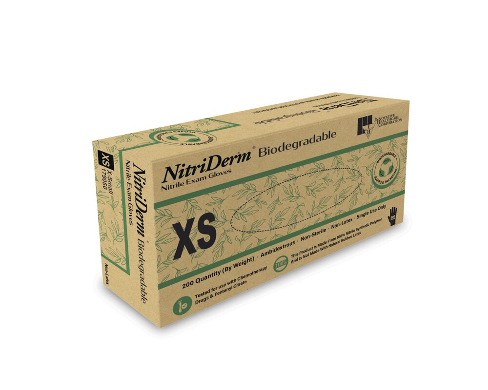 Exam Glove, Nitrile, X-Small, Biodegradable, Powder-Free, Chemo, Non-Sterile, 200/bx, 10 bx/cs