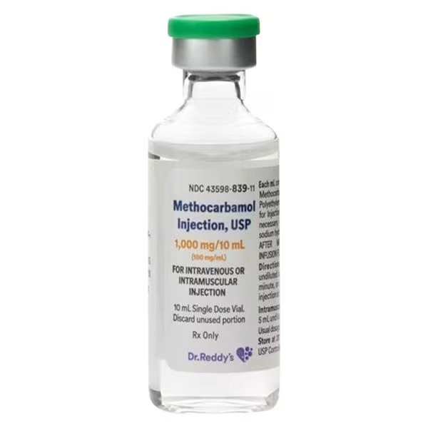 Methocarbamol Injection 100mg/mL SDV 10mL 10/Package (43598083936)