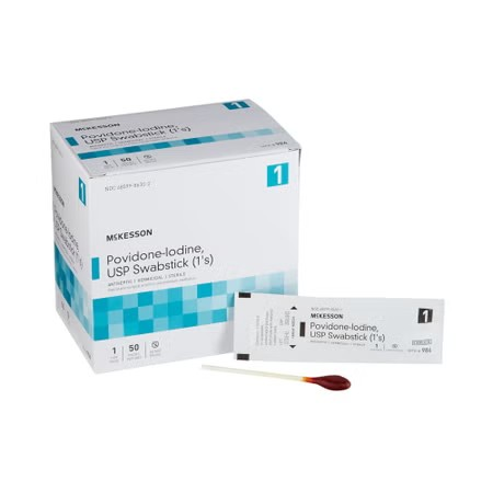 Impregnated Swabstick McKesson 10% Strength Povidone-Iodine Individual Packet Sterile (986)