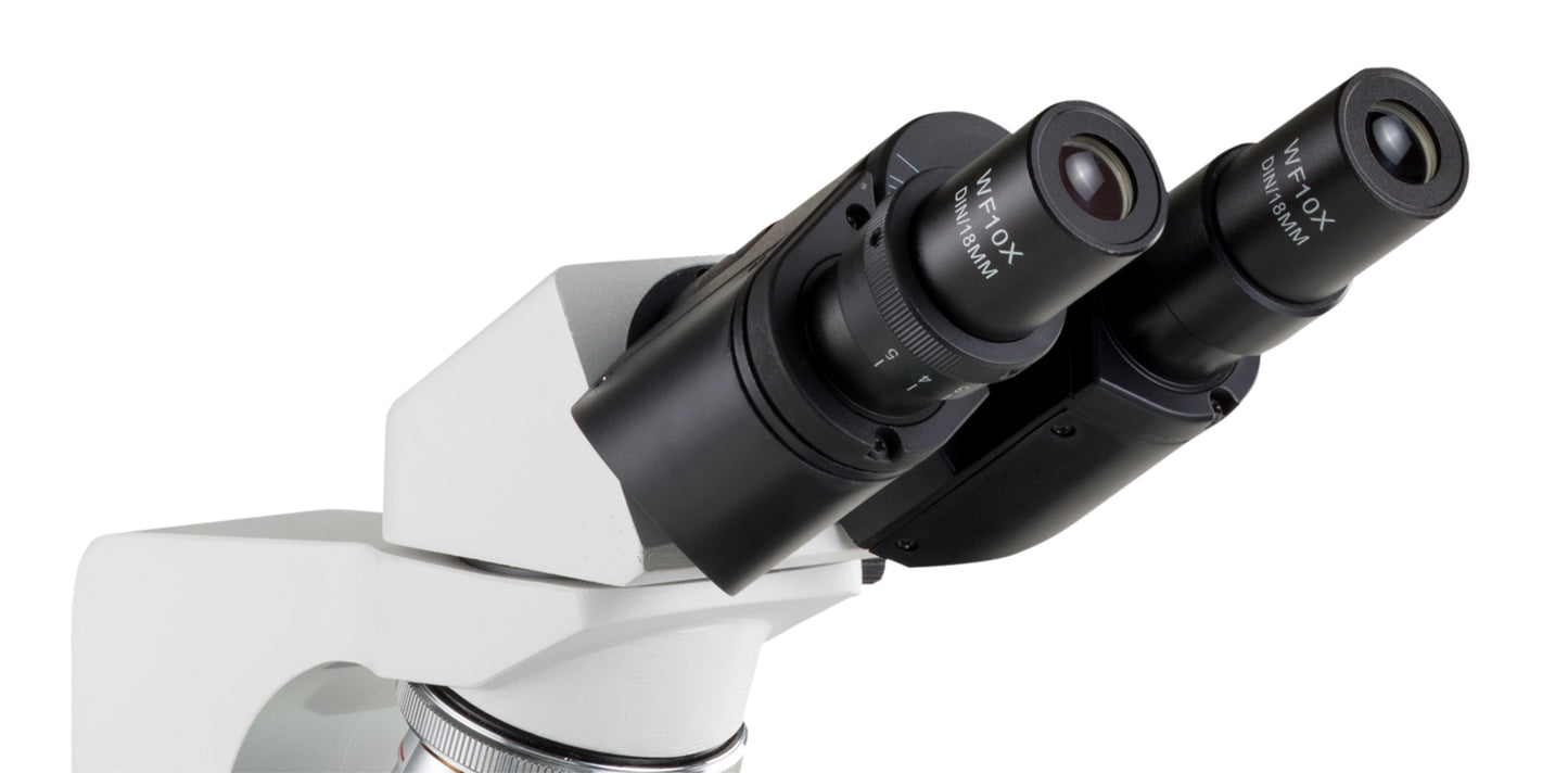 Microscope, Binocular, 10X Widefield Eyepiece, 4X, 10X, 40X, 100X, Achromat, NA 1.25 Condenser, Iris Diaphragm, Mechanical Stage, LED Illumination, 3 Watt LED Bulb, Coaxial Focusing (US Only)