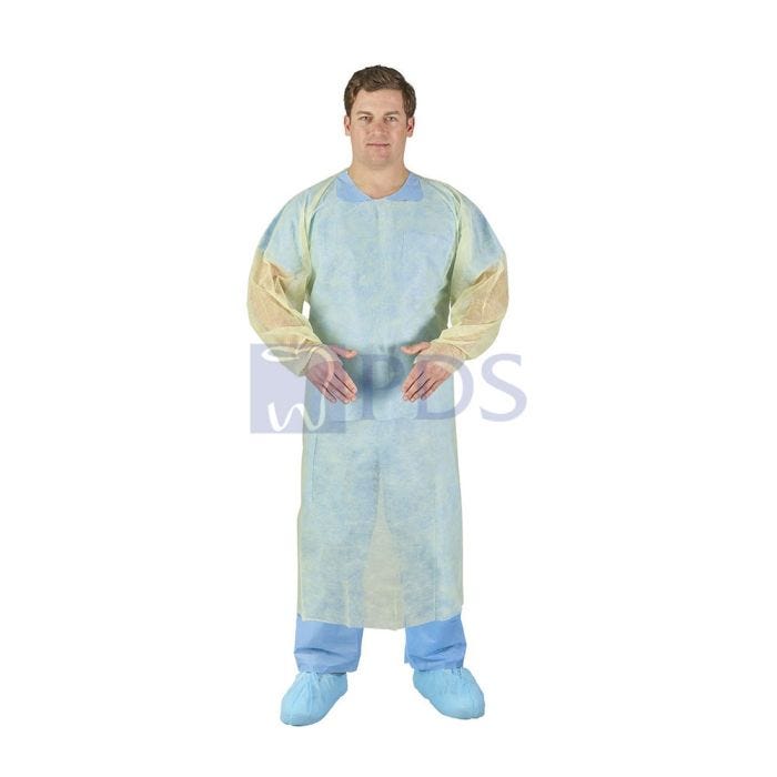 Over-the-Head Cover Gown, Thumb Hooks, Yellow, X-Large, 100/cs (US Only)