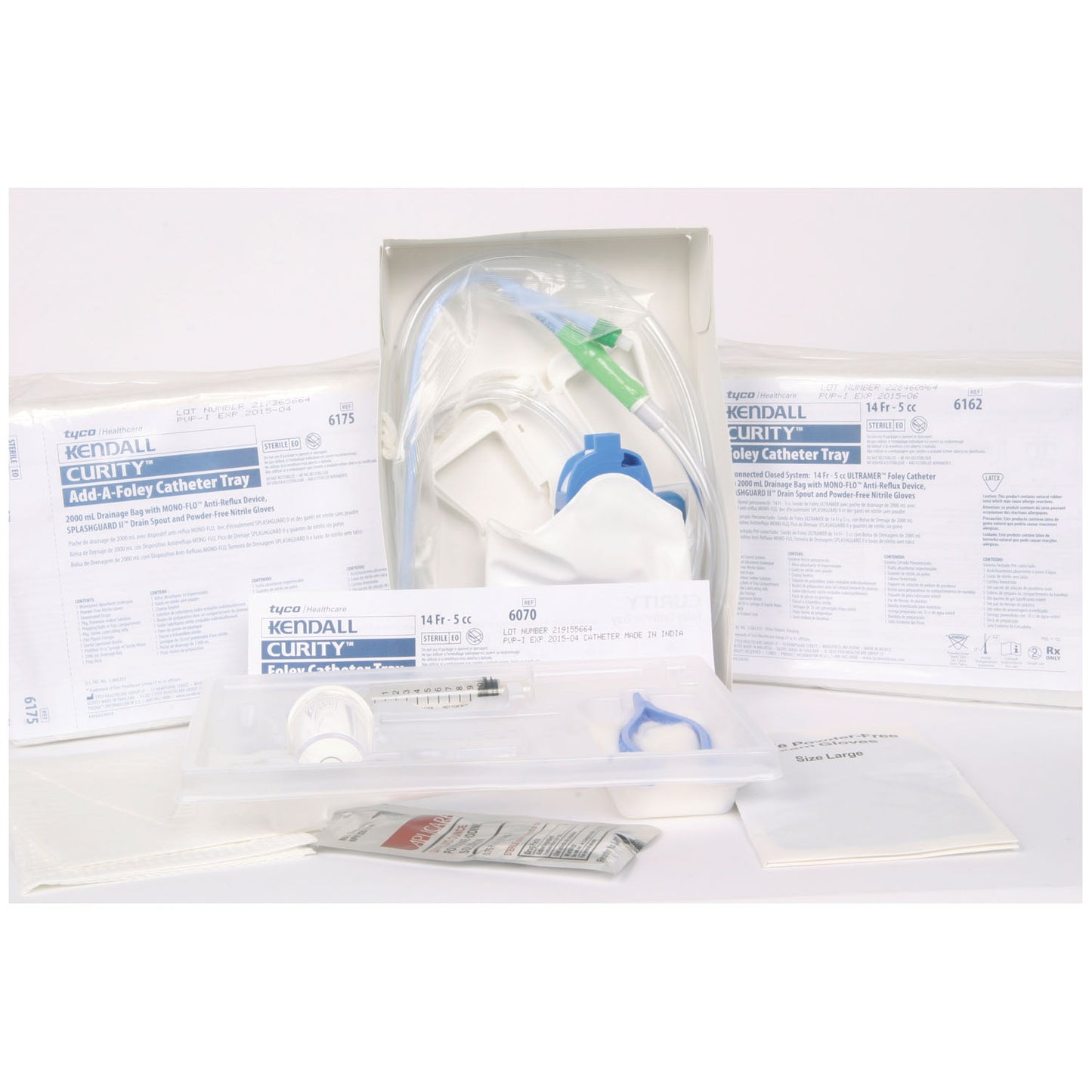 Silicone Foley Tray,14 FR, 5 ml Catheter Pre-Connected to 2000 ml Drainage Bag with Needle Sampling Port, 10/cs (Continental US Only)