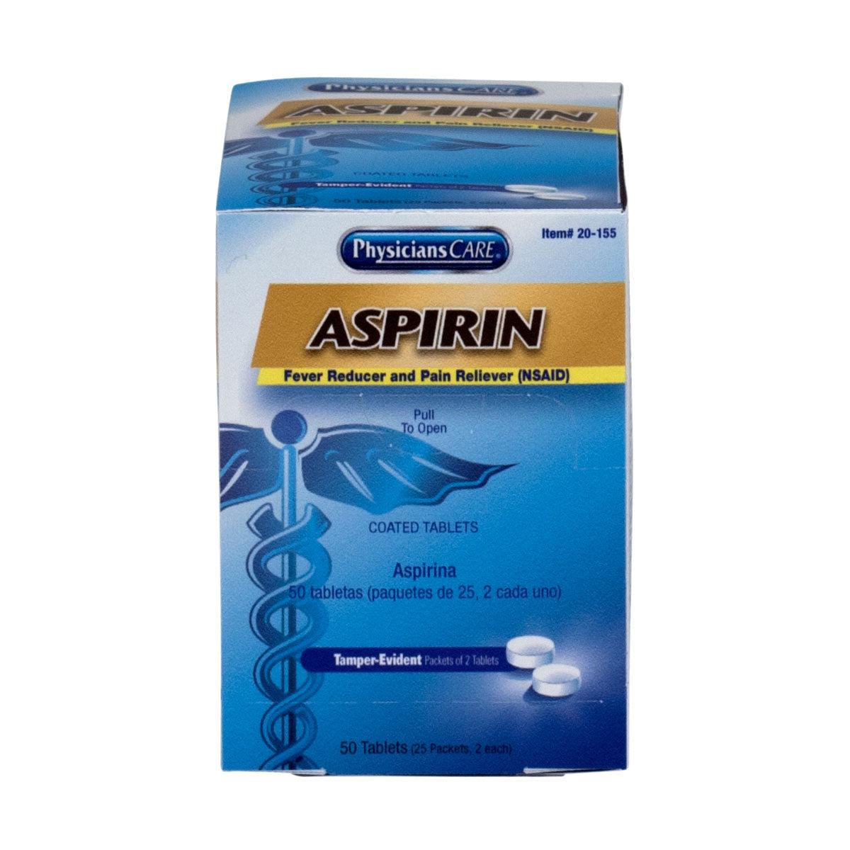 PhysiciansCare Aspirin, 2/pk, 25pk/bx (DROP SHIP ONLY - $150 Minimum Order)