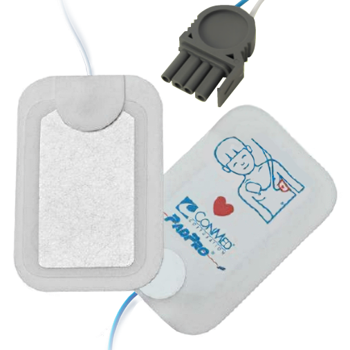 Electrode, Pediatric, Radiotranslucent Pads, 4.25" x 2.875", 48" Leadwire, 1 pair/pouch, 10 pouches/cs