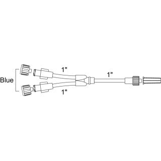 Extension Set, Standard Bore, Bifurcated, Non-Vented Blue Caps, Male Luer Lock, 0.6 ml, 3" Length, Non-DEHP, 50/cs (US Only)