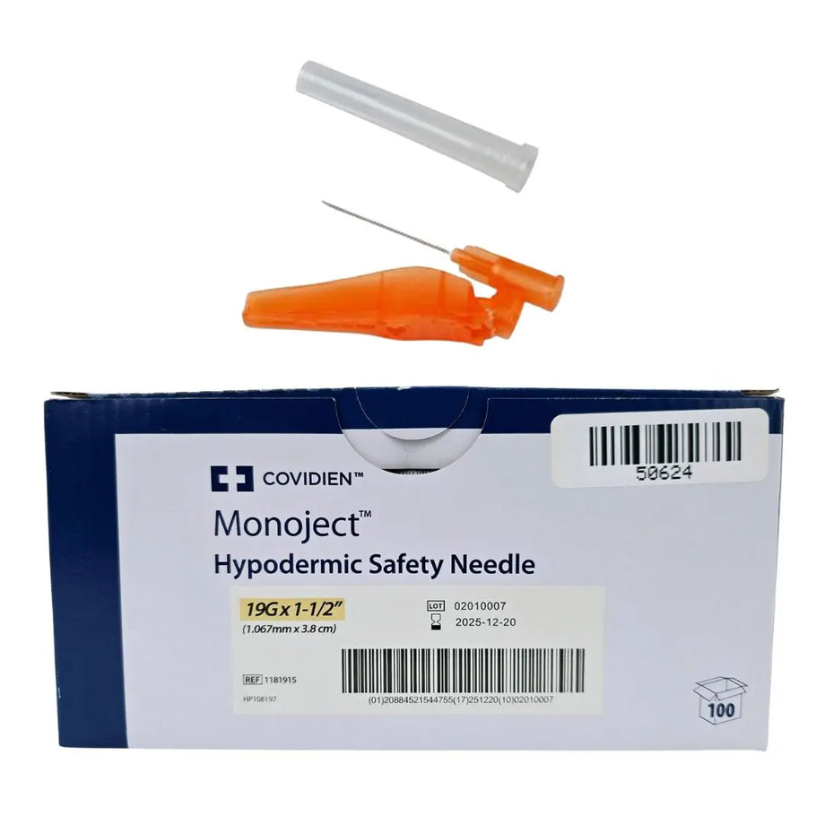Safety Needle Only, 19G x 1 1/2", 100/bx, 8 bx/cs (Continental US Only)