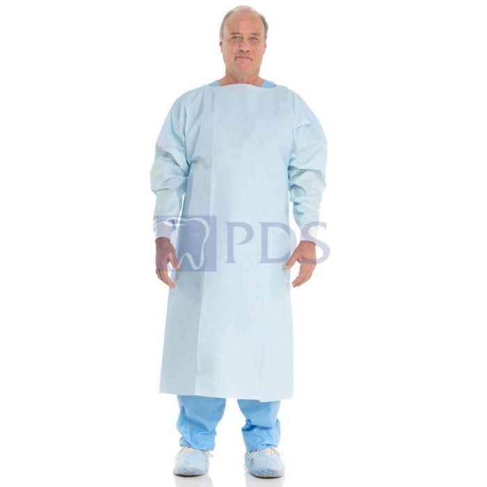 Procedure Gown, Tested for Use with Chemotherapy Drugs, Knit Cuffs, Open Back, Size XXL, 33" x 47" x 27", Blue, 100/cs (US Only)