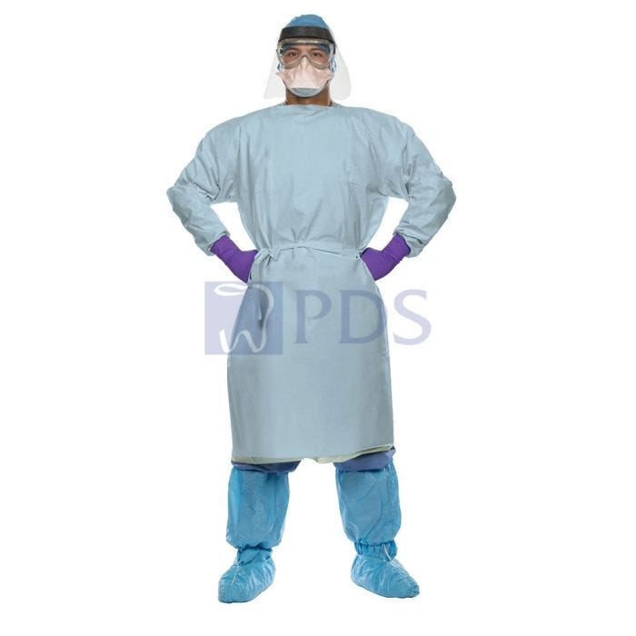Procedure Gown, Tested for Use with Chemotherapy Drugs, Knit Cuffs, Closed-Back, Poly-coated, Tape Closure, Size XXL, 23 x 14 1/2 x 18 3/4, Blue, 100/cs (US Only)