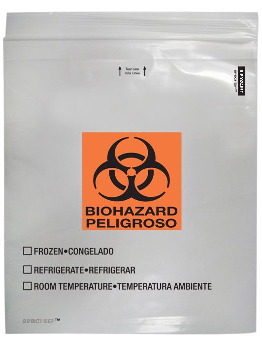 Lab Guard Single Zip Closure, Destroyable, No Flap, 8 x 10, 1.75 Mil, 3-Wall, TearZone, 50/pk, 20 pk/cs