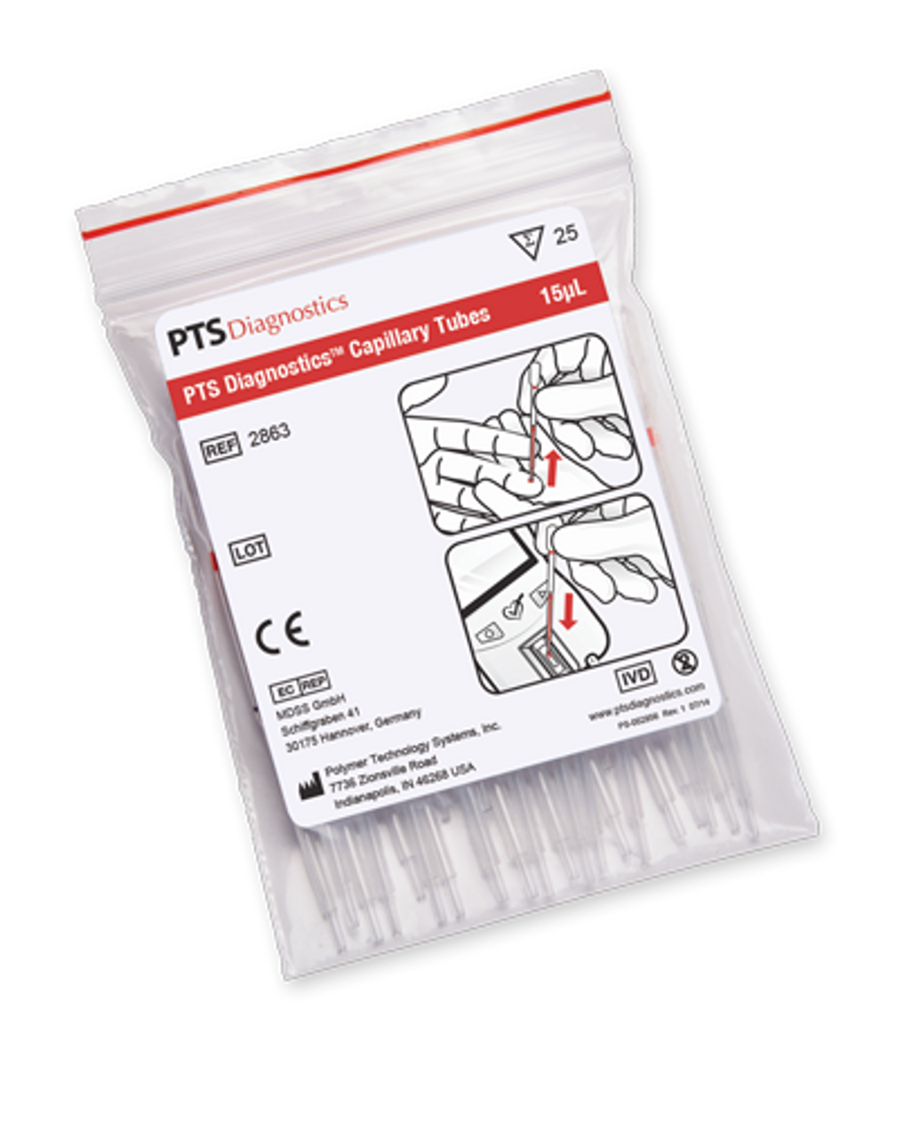 Capillary Tube, 15ul, Glass Tube w/ Plastic Bulb, 25/bg (Distributor Agreement Required - See Manufacturer Details Page) (Not Available For Sale into Canada)