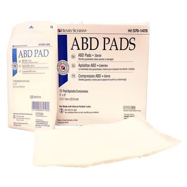 Cellulose ABD Pad 5"x9" Sterile Not Made With Natural Rubber Latex 25/Bx (5701470)