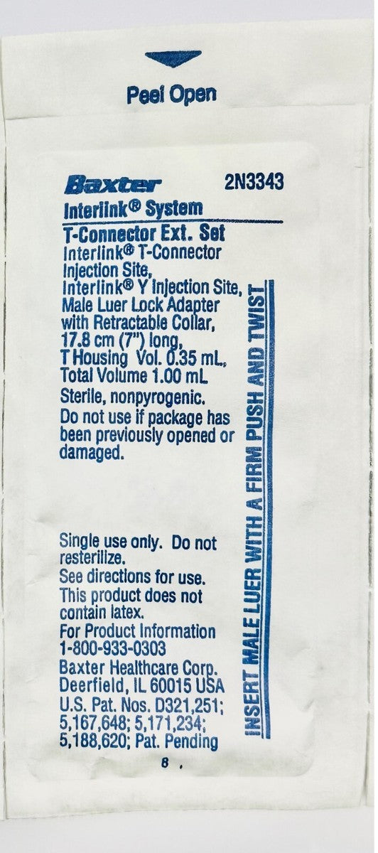 Extension Set, T-Connector, Microbore, Interlink Injection Site, Retractable T-Connector, 0.77 ml, 7.7" Length, Non-Pyrogenic, Non-DEHP, Sterile, 200/cs (Rx) (Continental US Only) (Product Access Restricted. Check with your sales rep to verify eligibility)