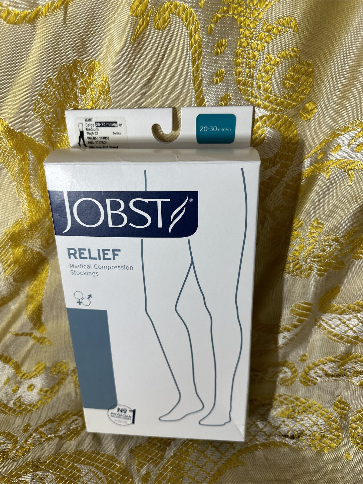 Compression Stocking, Thigh Relief, 20-30mmhg, Closed Toe, Silicone Band, Petite Medium, Beige, 1/pr (Continental US Only)