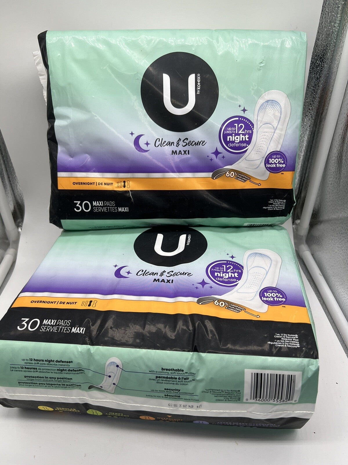 U by Kotex Maxi Pads, Premium, Overnight, 30/pk, 3pk/cs