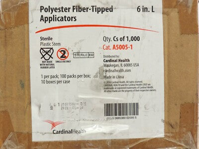 Applicator Stick, Plastic Shaft, Polyester Tip, 6", Sterile, Disposable, 100/bx, 10 bx/cs (Continental US Only)