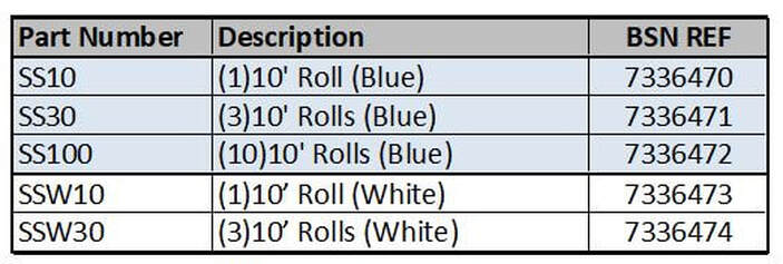 Saw Stop DE-FLEX Strip, 1.25" x 10ft, Blue, 10/bx