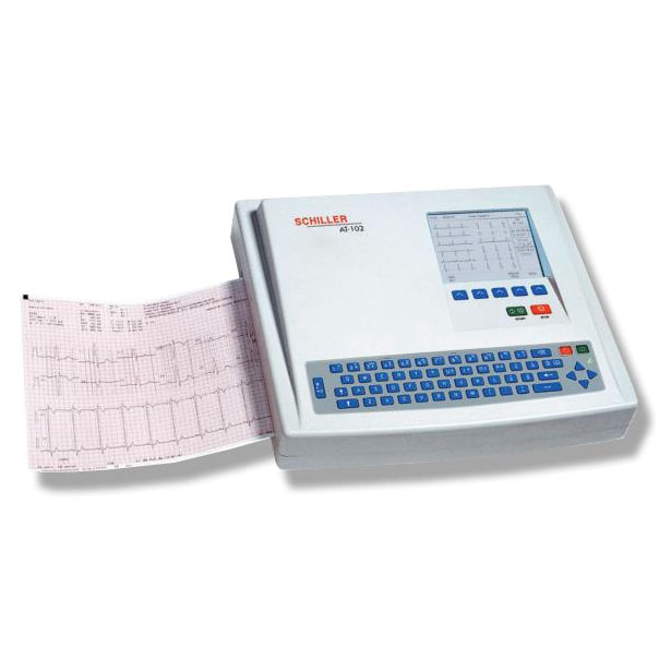 AT-102 ECG, with Interpretation Memory (40 Resting ECG) & SCM Ethernet Wired LAN and Ultrasonic Spirometry included, 3 Year Limited Warranty, Included Accessories: 10 Lead Patient Cable, 10 Snap Clip Electrode Adapters, (500) Disposable Electrodes, (1) Pack of Paper, Power Cable, Operating Manual, Interpretation Guide, Spiroscout SP Flow Sensor, Box of 50 Disposable Mouthpieces, and (2) Nose Clips (DROP SHIP ONLY) ($100 Minimum Order Requirement or customer will be charged $30 min order fee)