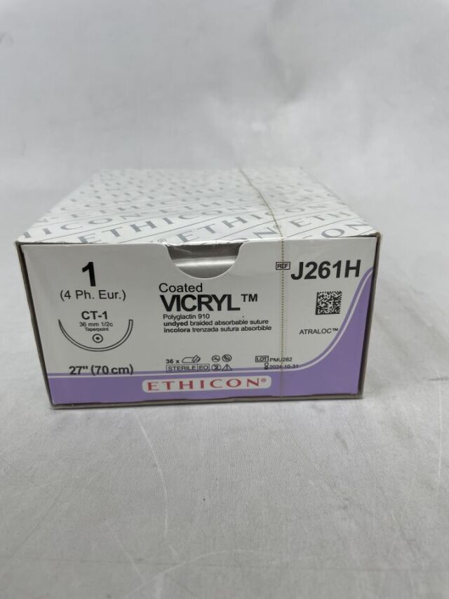 Suture, Taper Point, Size 1, 27", Undyed Braided, Needle CT-1, _ Circle, 3 dz/bx (Continental US Only)