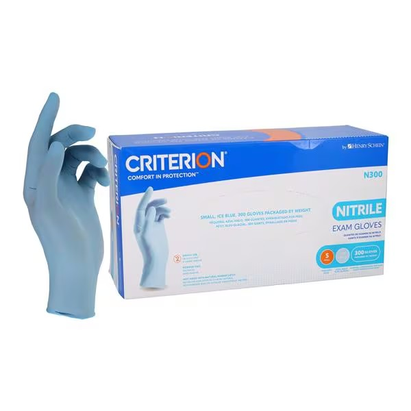 Criterion N300 Nitrile Exam Gloves Small Ice Blue Non-Sterile 300/Bx, 10 BX/CA (1126830)
