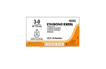 Suture, Tapercut, Size 3-0, 5-30", Green & White Braided, Needle V-5, _ Circle, 6/bx (Continental US Only)