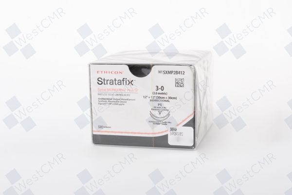 Suture, Spiral, Undyed, Size 3-0, Needle PS, 30cm x 30cm, 12/bx (Continental US Only)