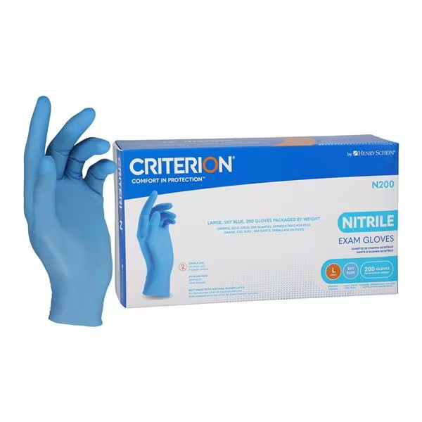 Criterion N200 Nitrile Exam Gloves Large Sky Blue Non-Sterile 200/Bx, 10 BX/CA (5702100)