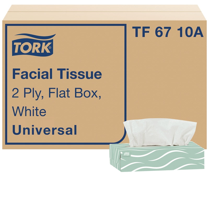 Facial Tissue Flat Box, 2-Ply, Universal, White, F1, 8.2" x 7.9", 100 sht/bx, 30 bx/cs (81 cs/plt)