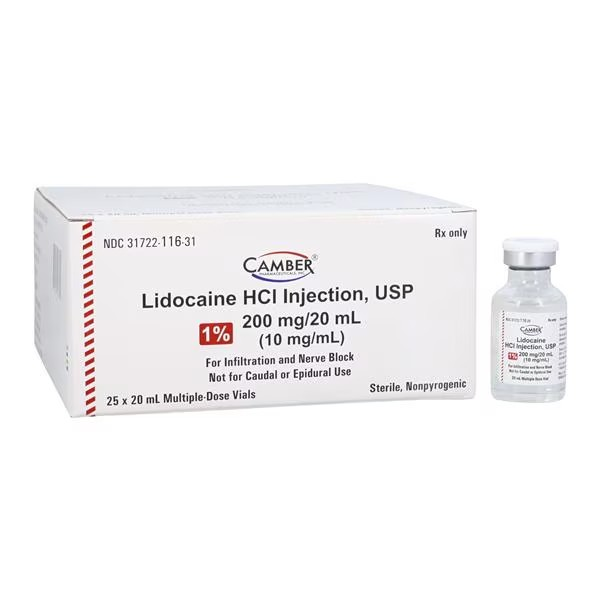 Lidocaine HCl Injection 1% MDV 20mL 25/Package (31722011631)