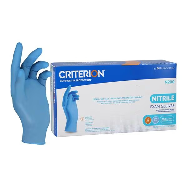 Criterion N200 Nitrile Exam Gloves Small Sky Blue Non-Sterile 200/Bx, 10 BX/CA (5702098)