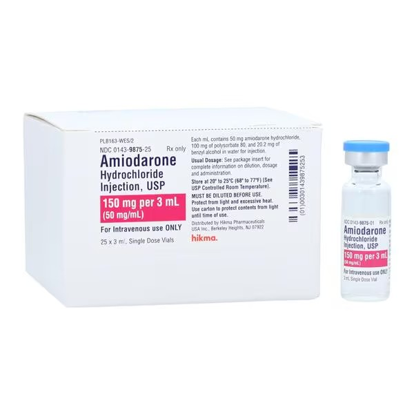 Amiodarone HCl Injection 50mg/mL SDV 3mL 25/Package (00143987525)