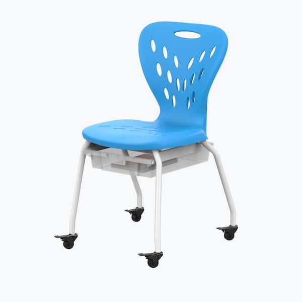 Stackable School Chair with Wheels and Storage, Black
